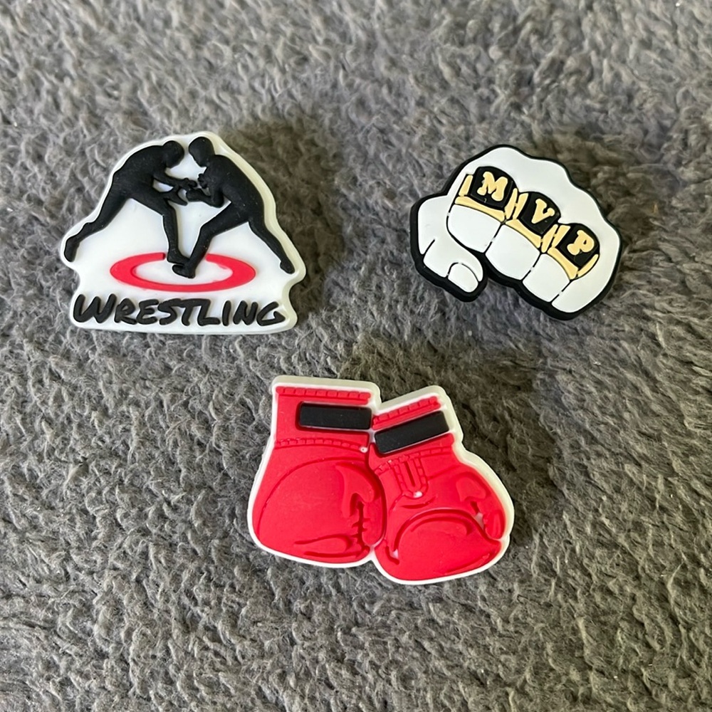 Wrestling boxing Croc charms new set of 3
